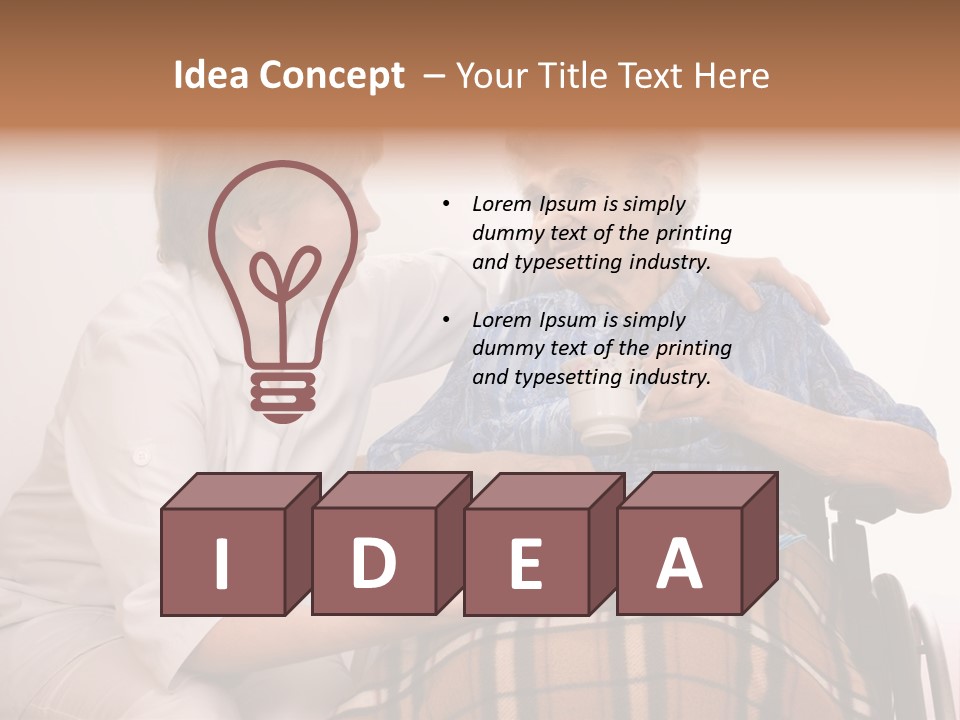 Health Care Worker And Elderly Woman In Wheelchair Needs Help PowerPoint Template