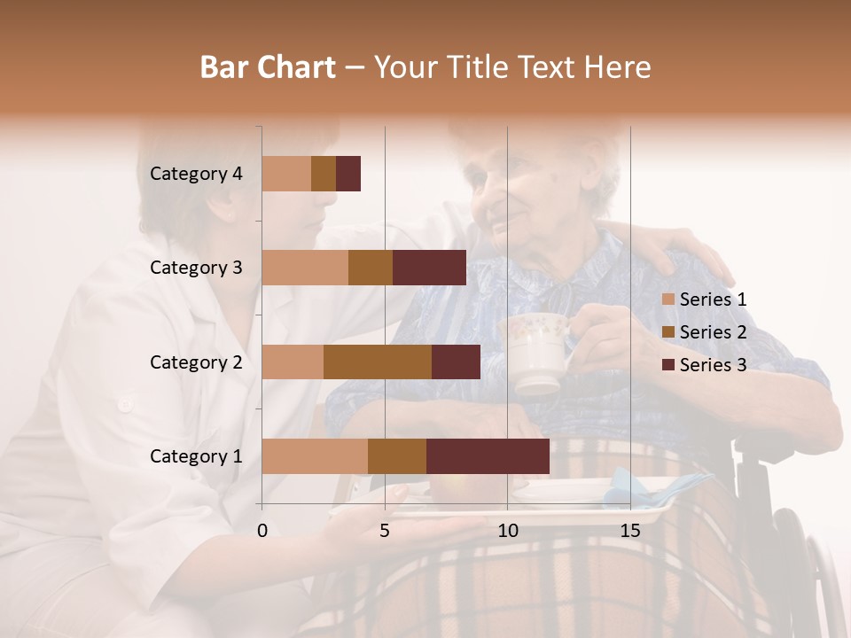 Health Care Worker And Elderly Woman In Wheelchair Needs Help PowerPoint Template