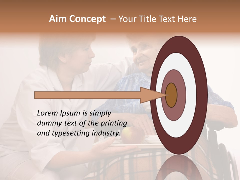 Health Care Worker And Elderly Woman In Wheelchair Needs Help PowerPoint Template