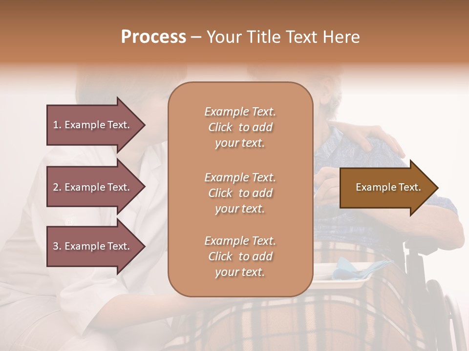 Health Care Worker And Elderly Woman In Wheelchair Needs Help PowerPoint Template