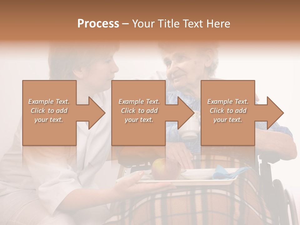 Health Care Worker And Elderly Woman In Wheelchair Needs Help PowerPoint Template