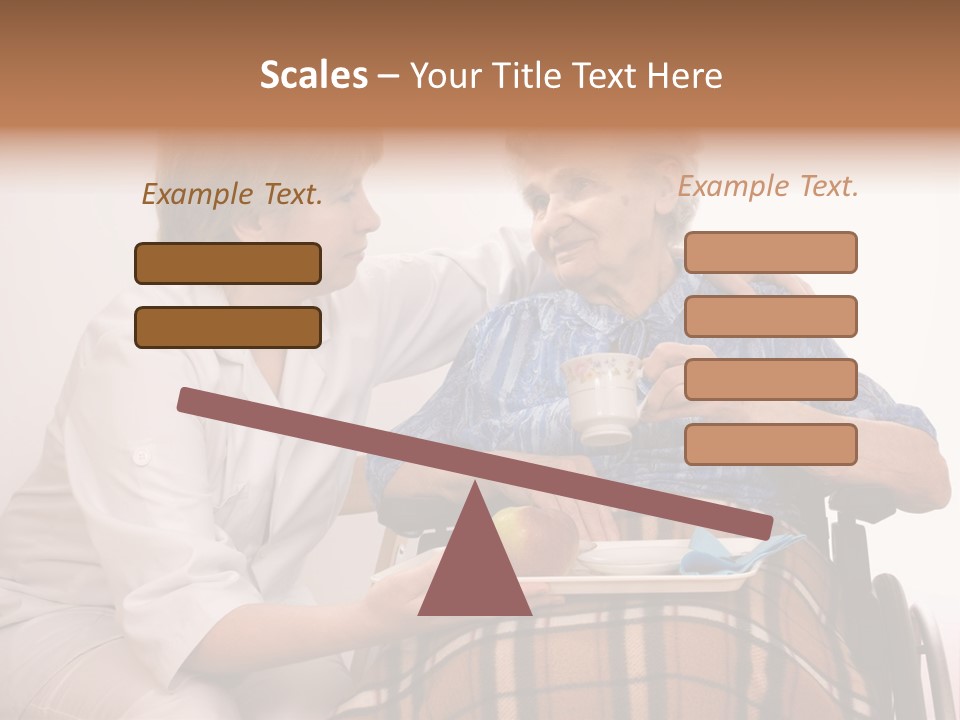 Health Care Worker And Elderly Woman In Wheelchair Needs Help PowerPoint Template