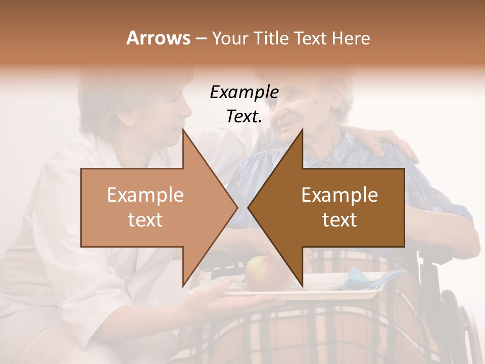 Health Care Worker And Elderly Woman In Wheelchair Needs Help PowerPoint Template