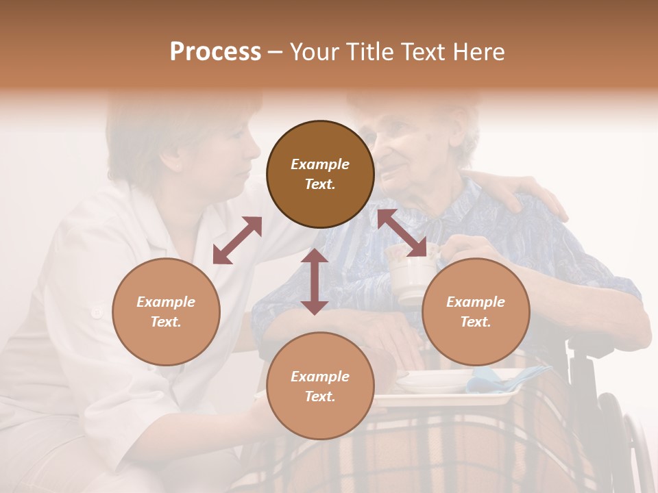 Health Care Worker And Elderly Woman In Wheelchair Needs Help PowerPoint Template