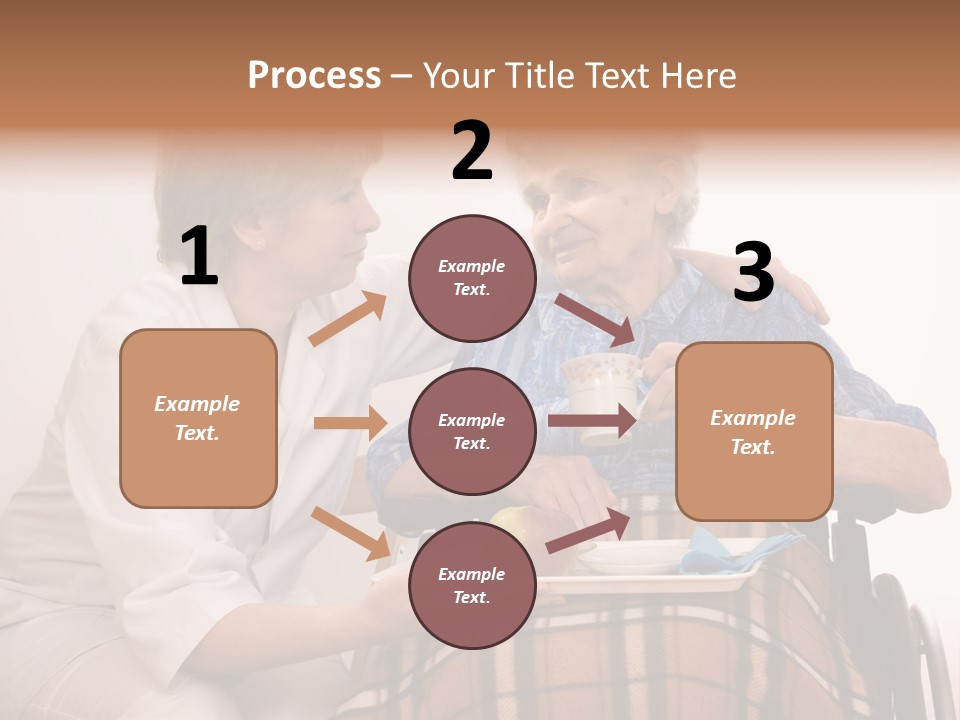 Health Care Worker And Elderly Woman In Wheelchair Needs Help PowerPoint Template