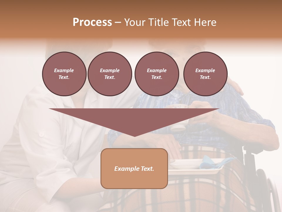 Health Care Worker And Elderly Woman In Wheelchair Needs Help PowerPoint Template