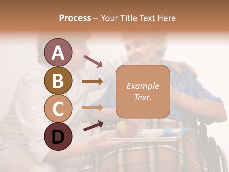 Health Care Worker And Elderly Woman In Wheelchair Needs Help PowerPoint Template