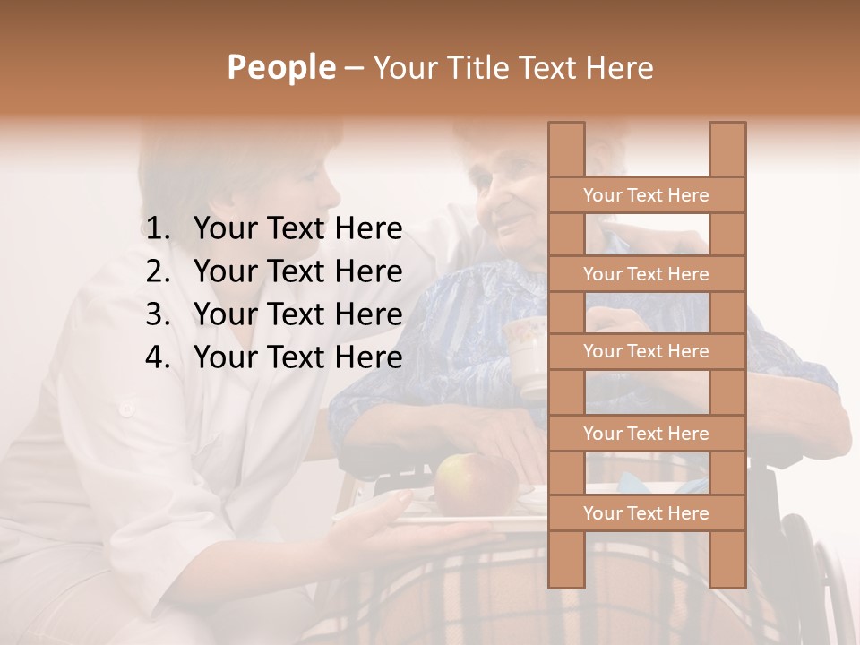 Health Care Worker And Elderly Woman In Wheelchair Needs Help PowerPoint Template