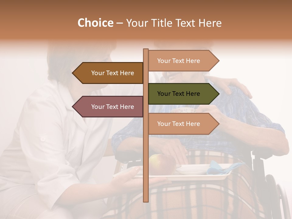 Health Care Worker And Elderly Woman In Wheelchair Needs Help PowerPoint Template