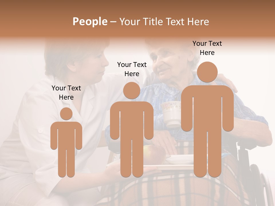 Health Care Worker And Elderly Woman In Wheelchair Needs Help PowerPoint Template