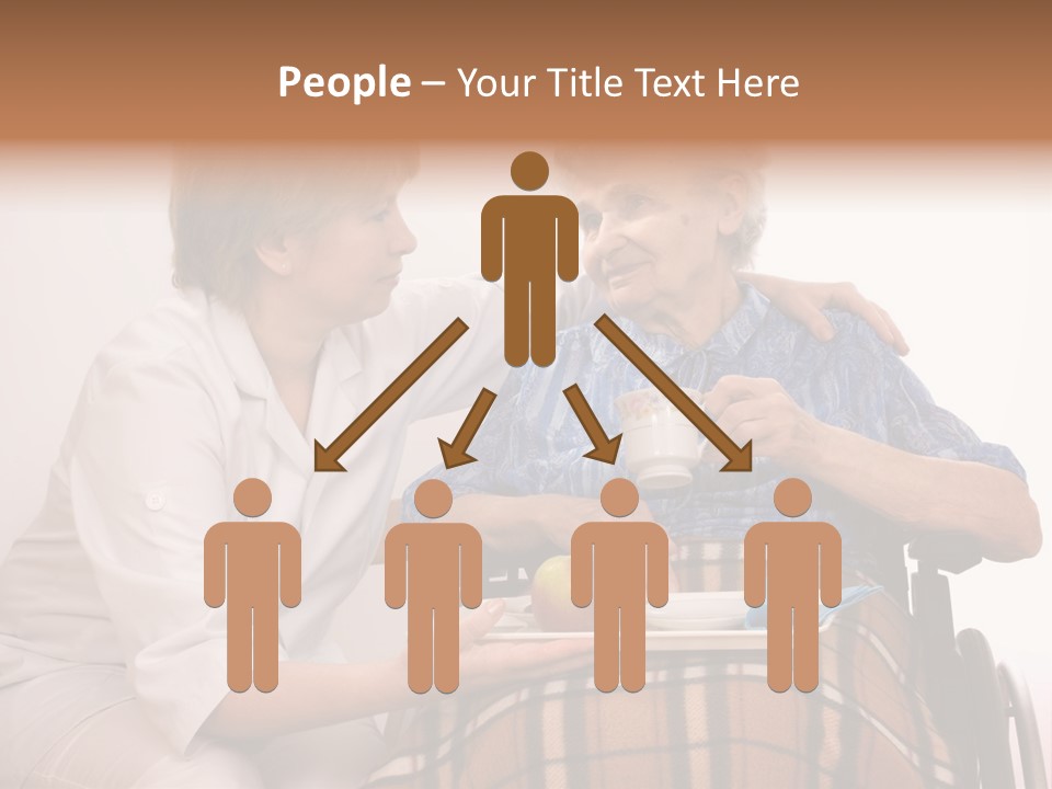Health Care Worker And Elderly Woman In Wheelchair Needs Help PowerPoint Template