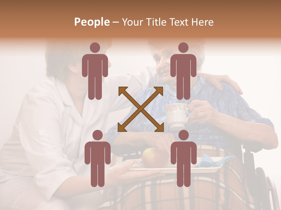Health Care Worker And Elderly Woman In Wheelchair Needs Help PowerPoint Template