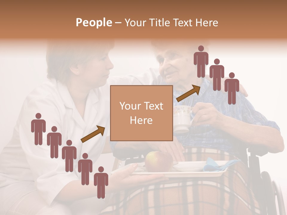Health Care Worker And Elderly Woman In Wheelchair Needs Help PowerPoint Template