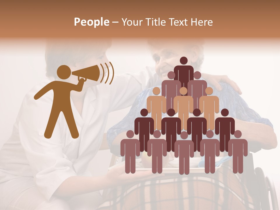 Health Care Worker And Elderly Woman In Wheelchair Needs Help PowerPoint Template