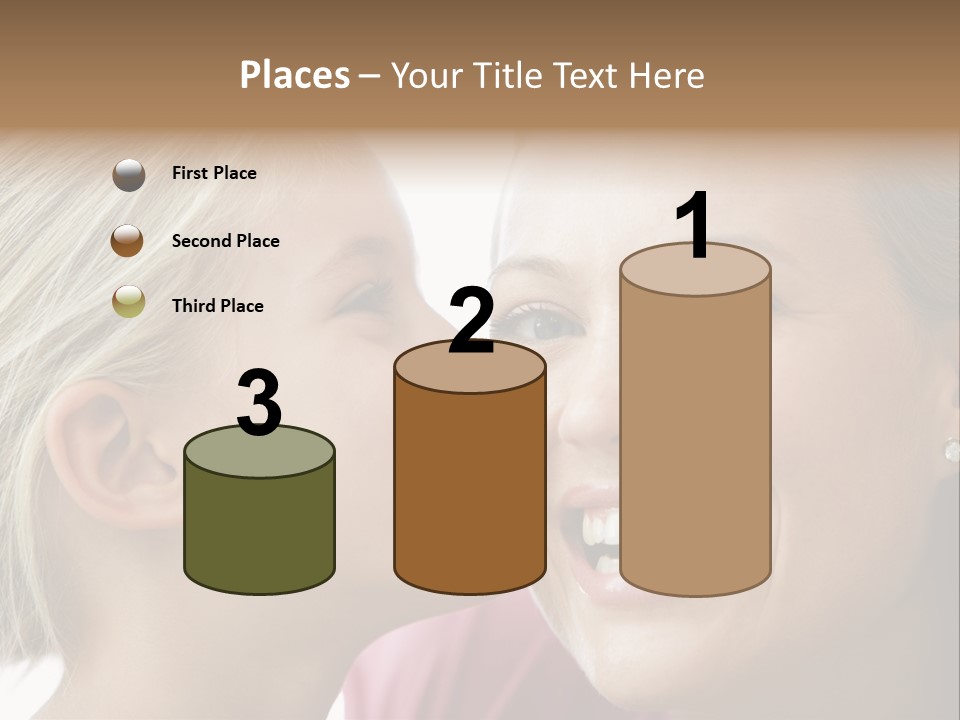 Young Girl Kissing Smiling Woman PowerPoint Template