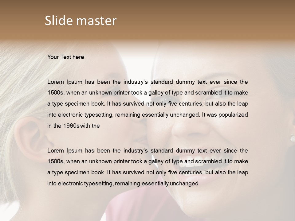 Young Girl Kissing Smiling Woman PowerPoint Template