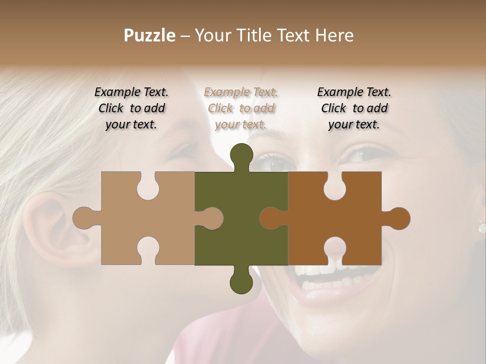 Young Girl Kissing Smiling Woman PowerPoint Template