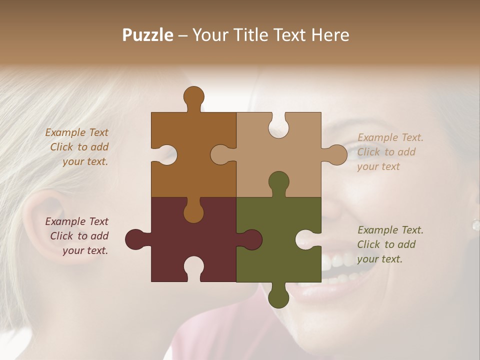 Young Girl Kissing Smiling Woman PowerPoint Template