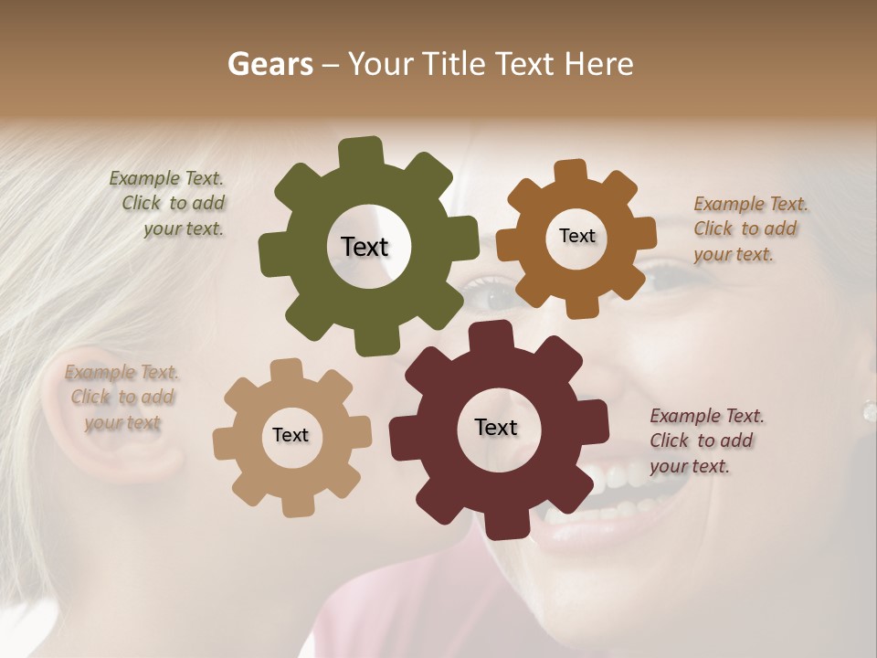 Young Girl Kissing Smiling Woman PowerPoint Template