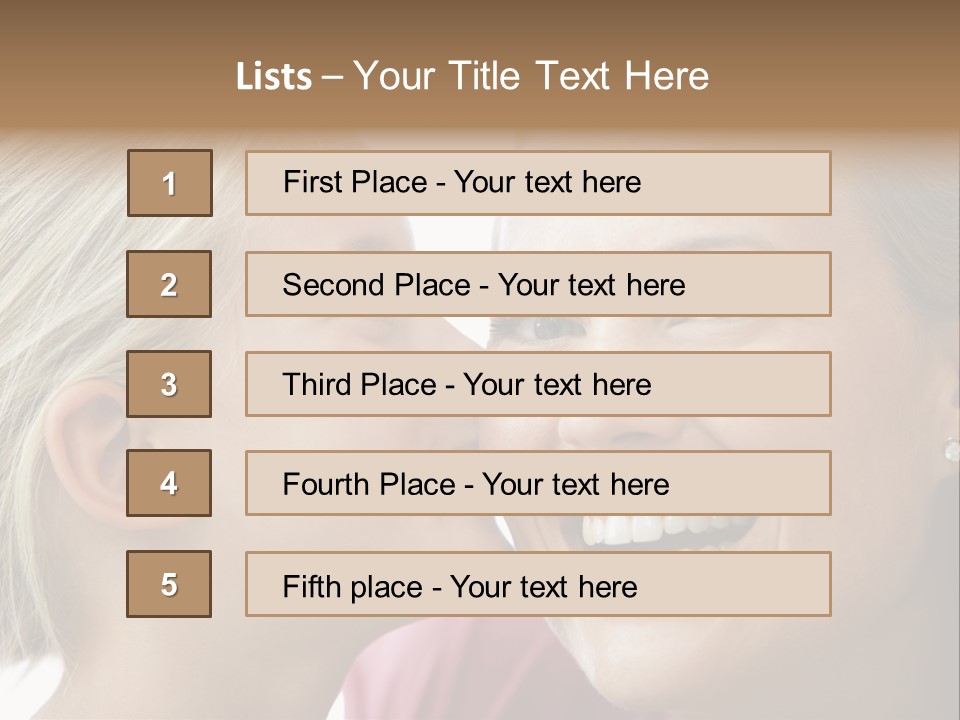 Young Girl Kissing Smiling Woman PowerPoint Template