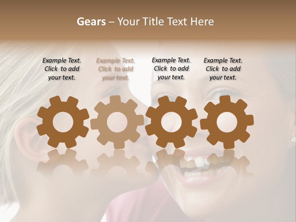 Young Girl Kissing Smiling Woman PowerPoint Template