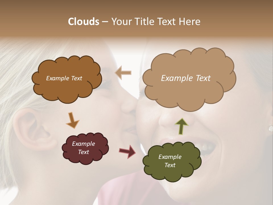 Young Girl Kissing Smiling Woman PowerPoint Template