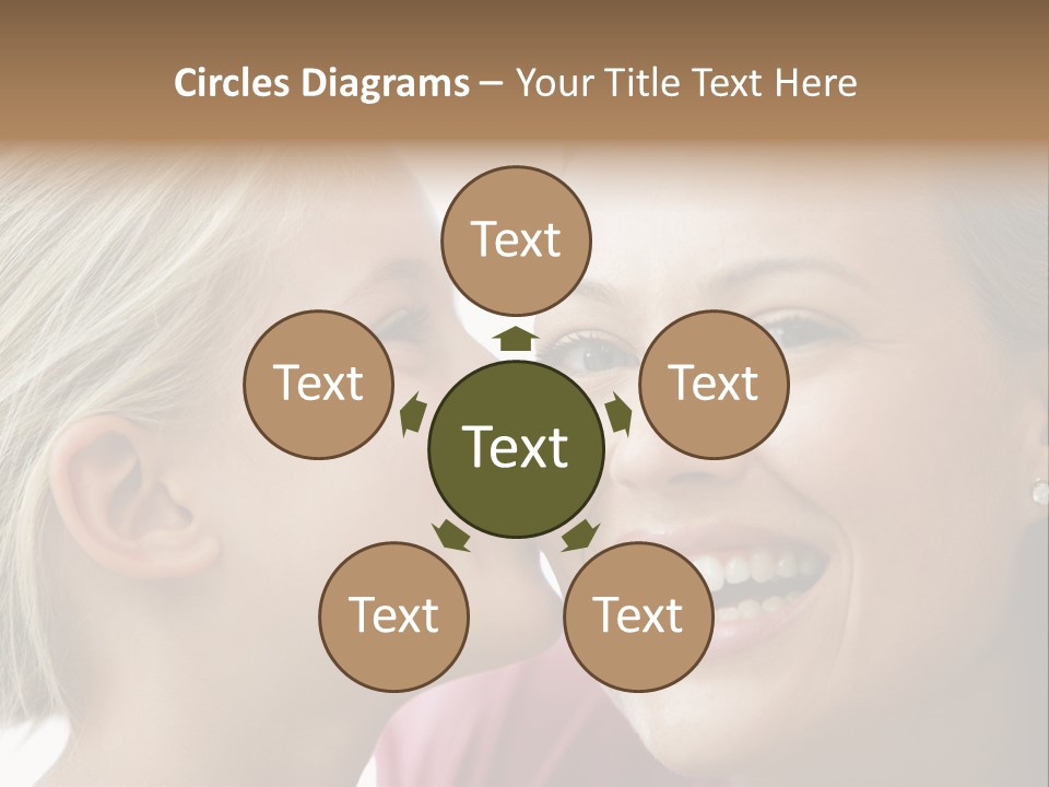 Young Girl Kissing Smiling Woman PowerPoint Template