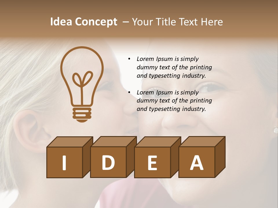 Young Girl Kissing Smiling Woman PowerPoint Template