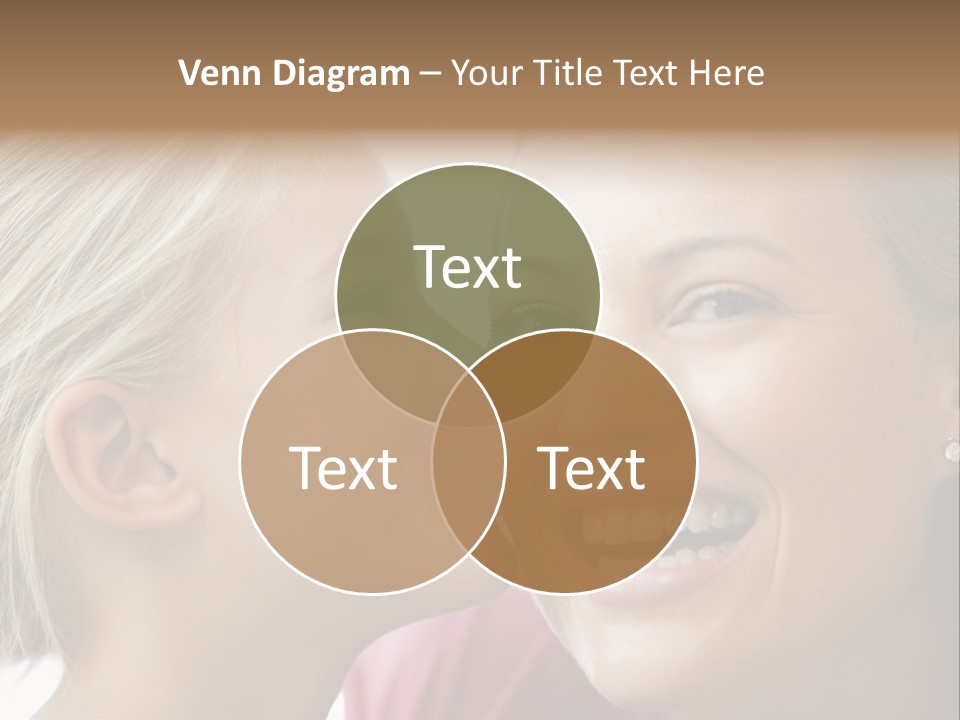 Young Girl Kissing Smiling Woman PowerPoint Template