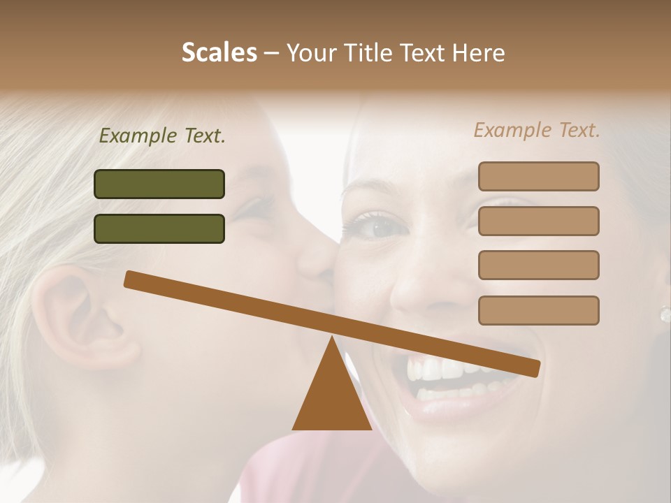 Young Girl Kissing Smiling Woman PowerPoint Template