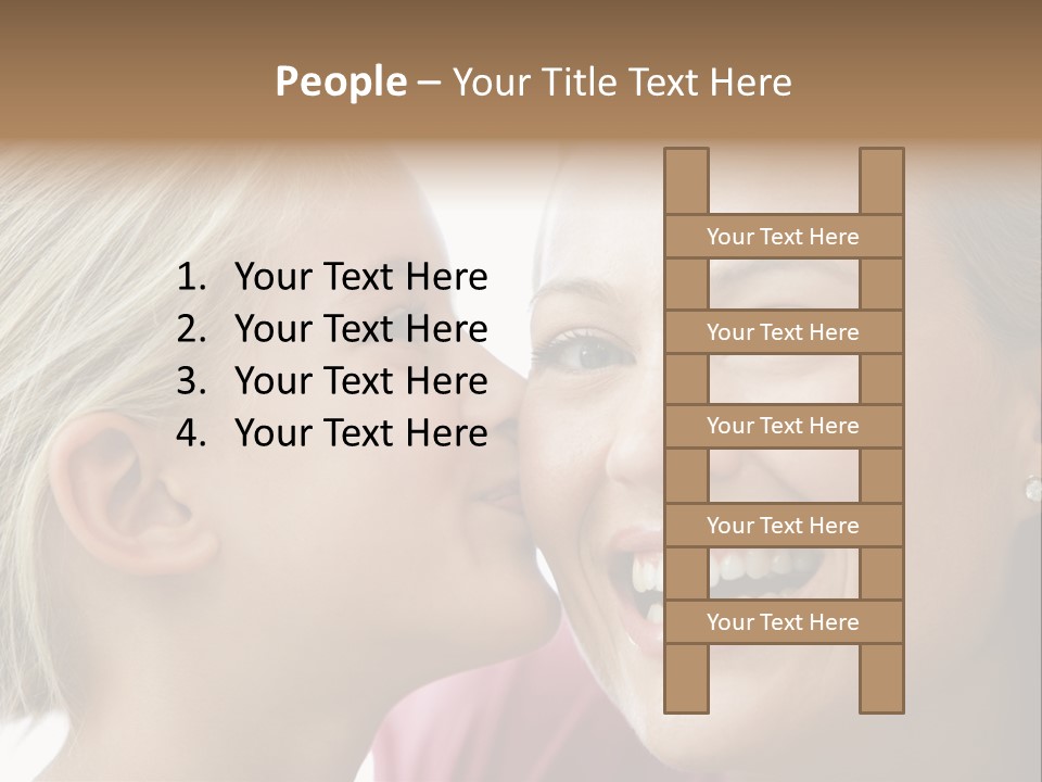 Young Girl Kissing Smiling Woman PowerPoint Template