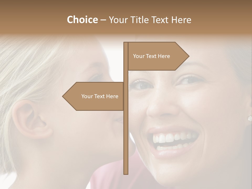 Young Girl Kissing Smiling Woman PowerPoint Template