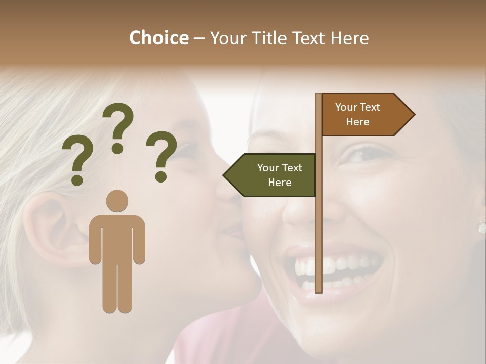 Young Girl Kissing Smiling Woman PowerPoint Template