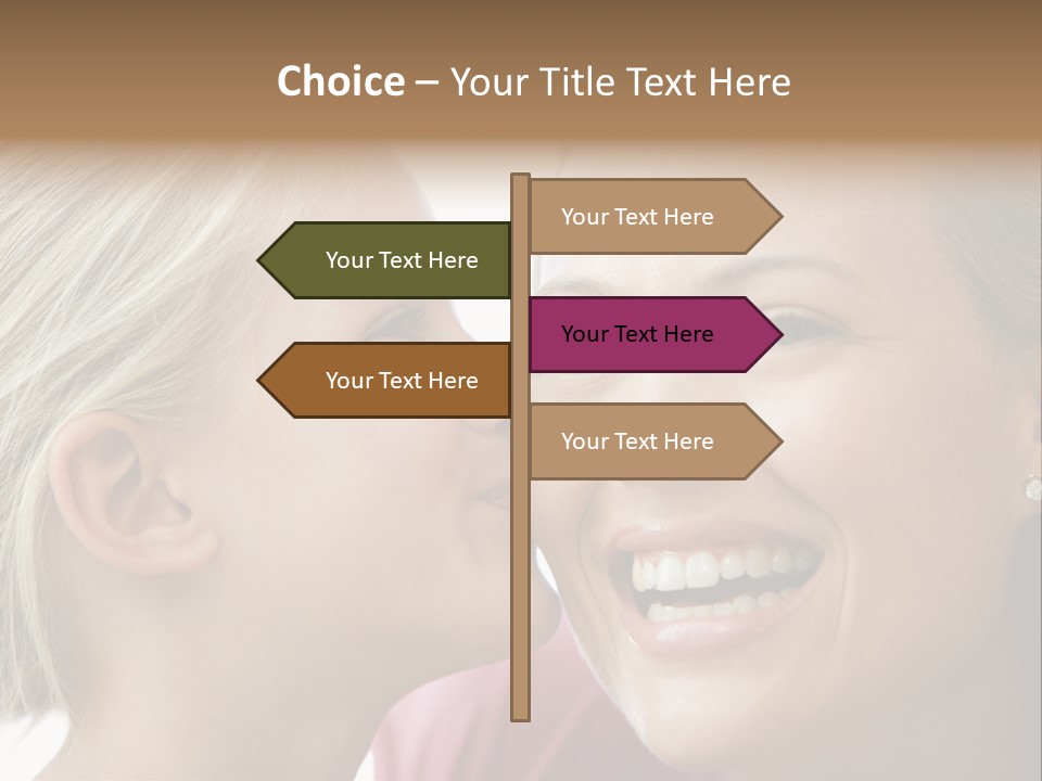 Young Girl Kissing Smiling Woman PowerPoint Template