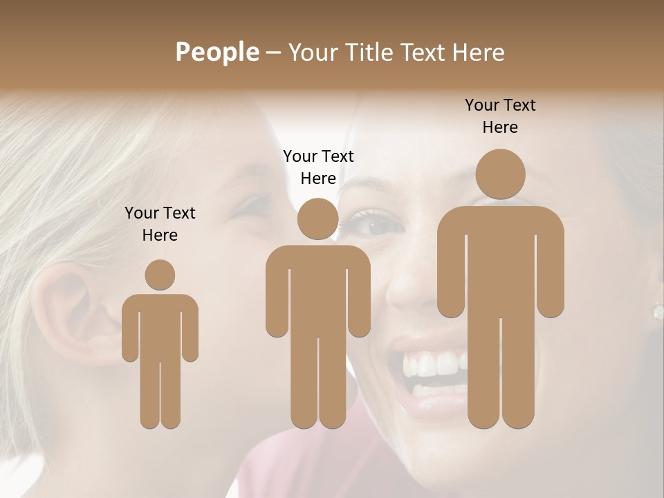 Young Girl Kissing Smiling Woman PowerPoint Template