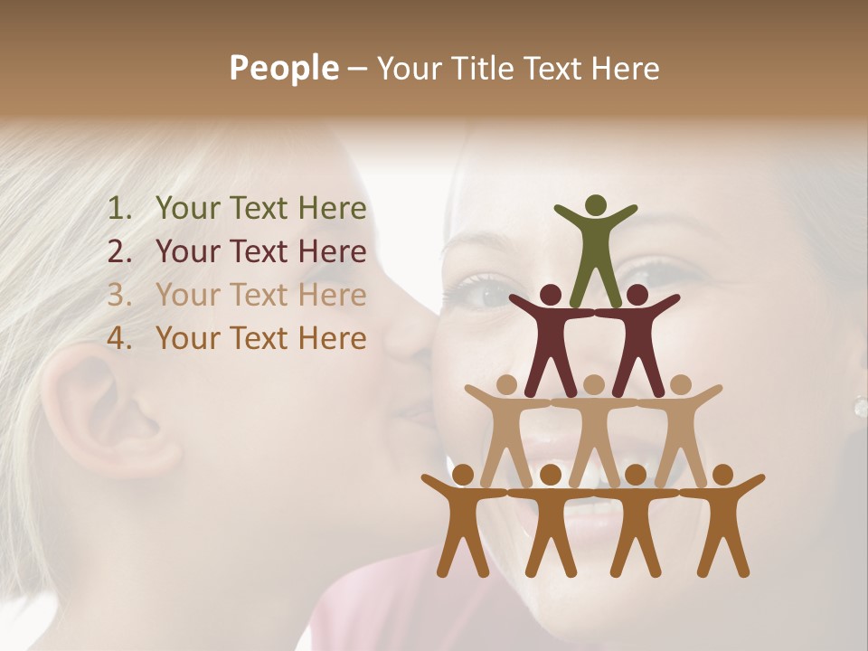 Young Girl Kissing Smiling Woman PowerPoint Template