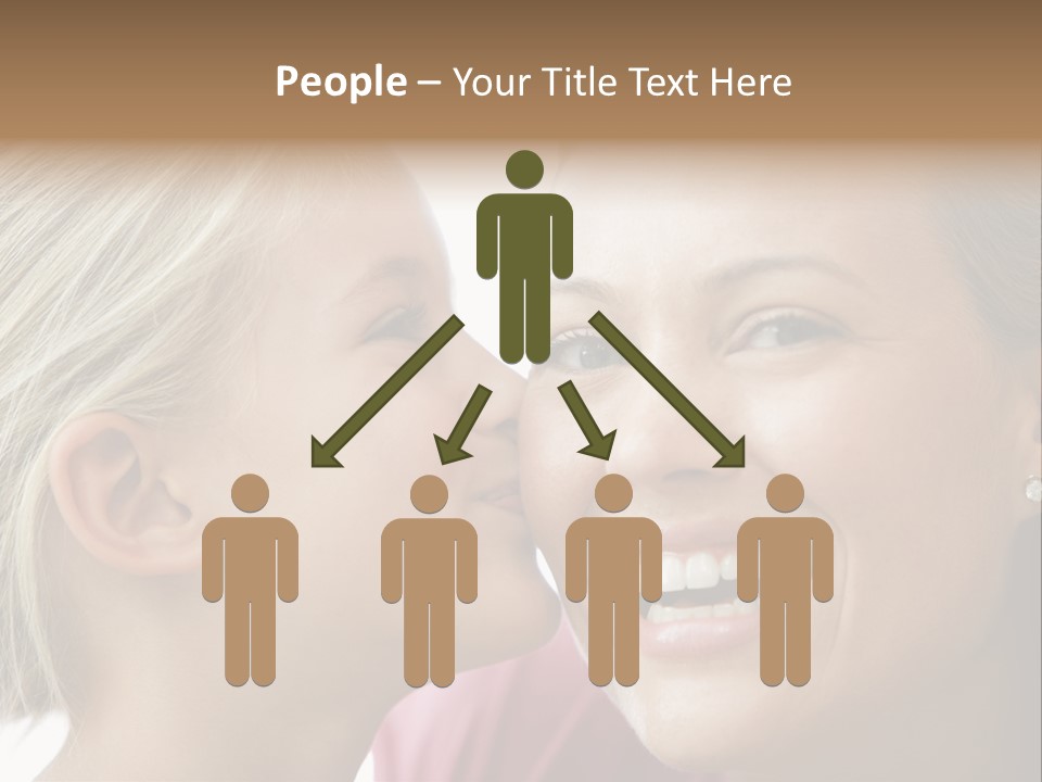 Young Girl Kissing Smiling Woman PowerPoint Template