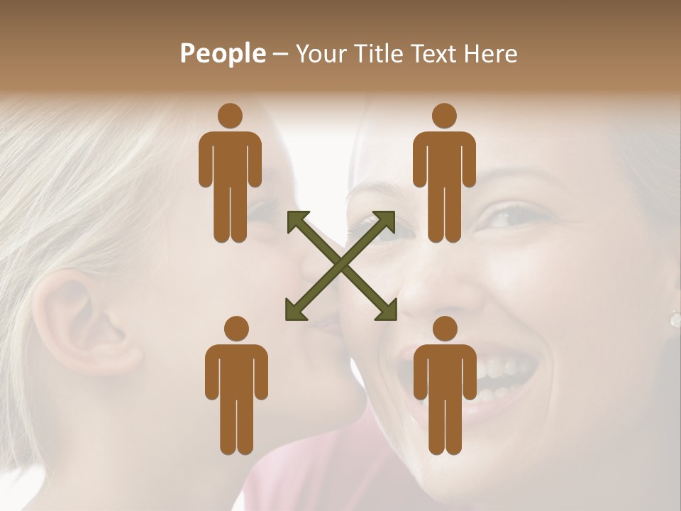 Young Girl Kissing Smiling Woman PowerPoint Template