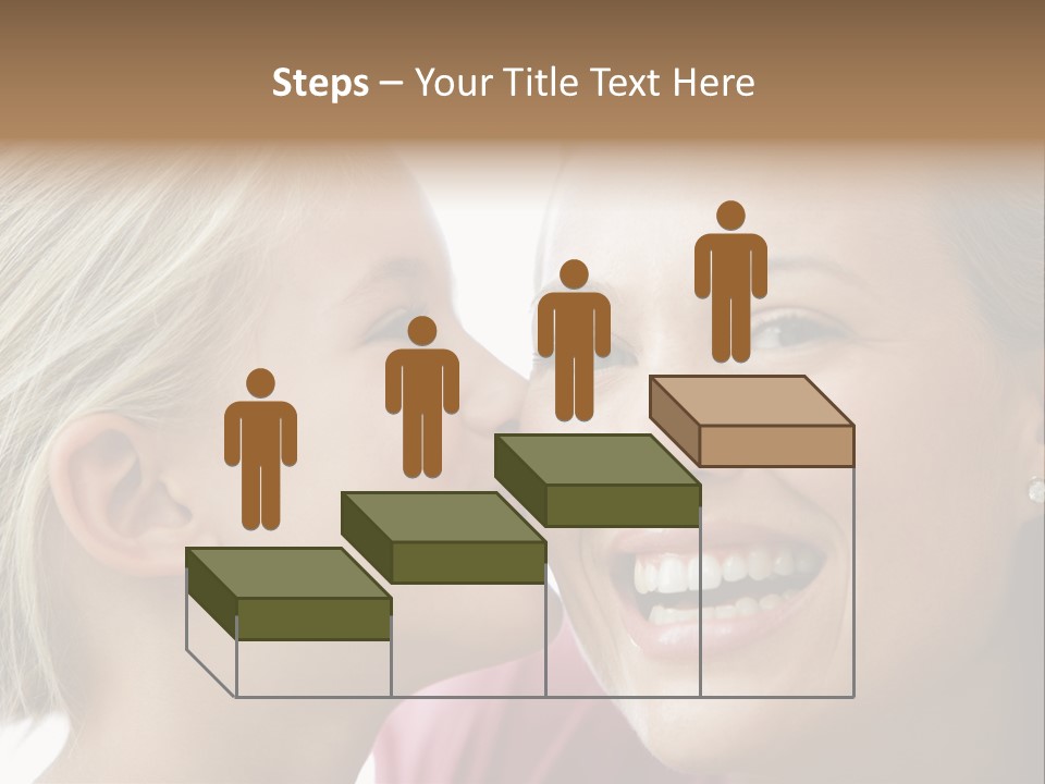 Young Girl Kissing Smiling Woman PowerPoint Template