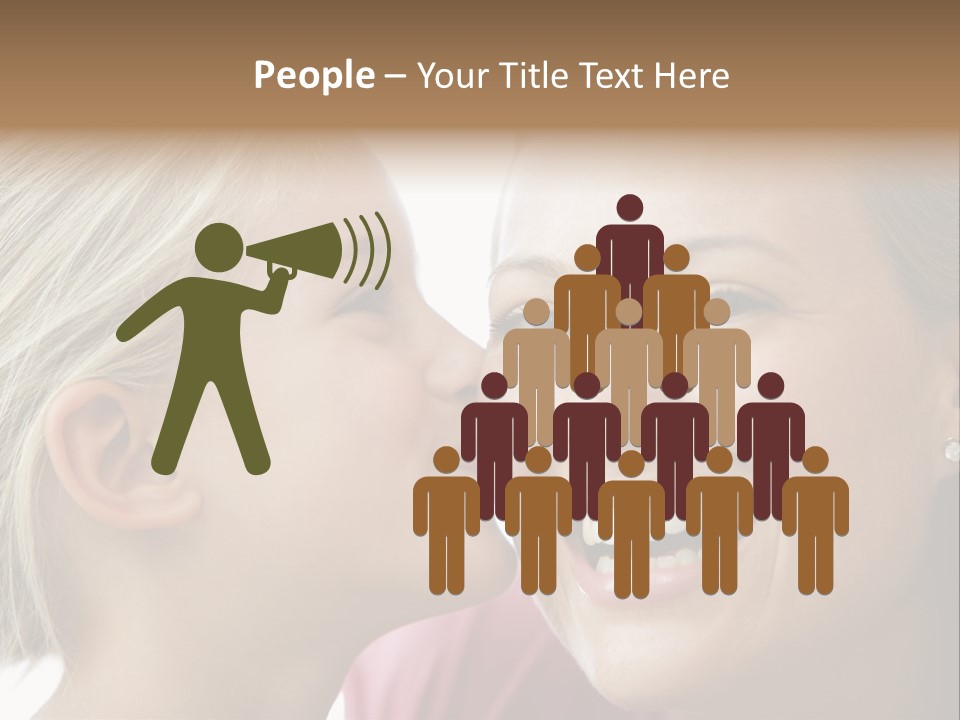 Young Girl Kissing Smiling Woman PowerPoint Template