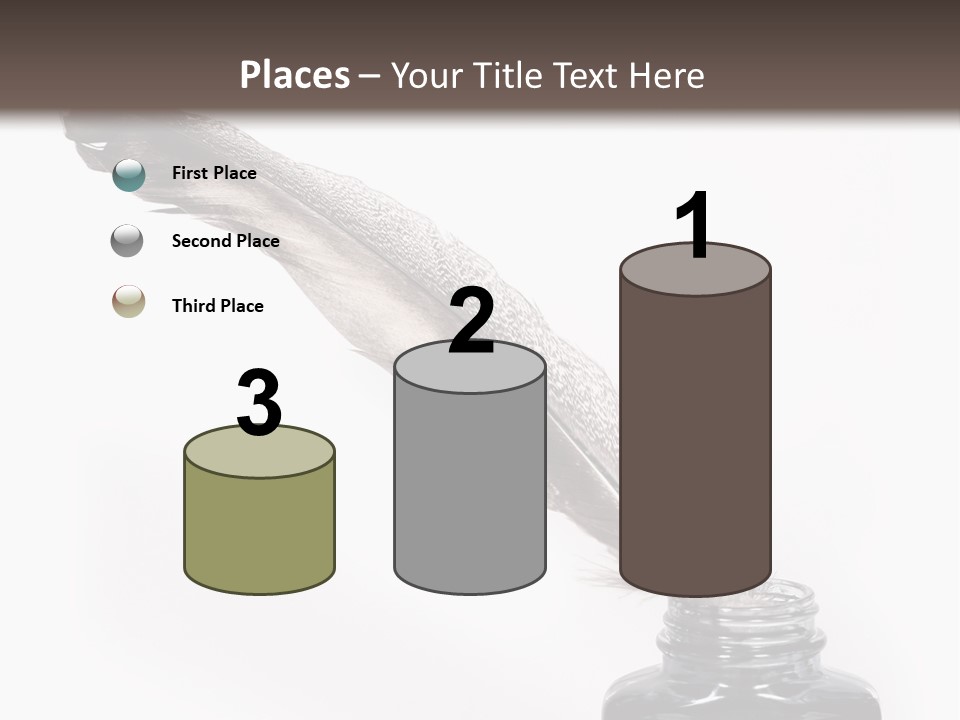 Feather Quill And Inkwell Over White Background PowerPoint Template