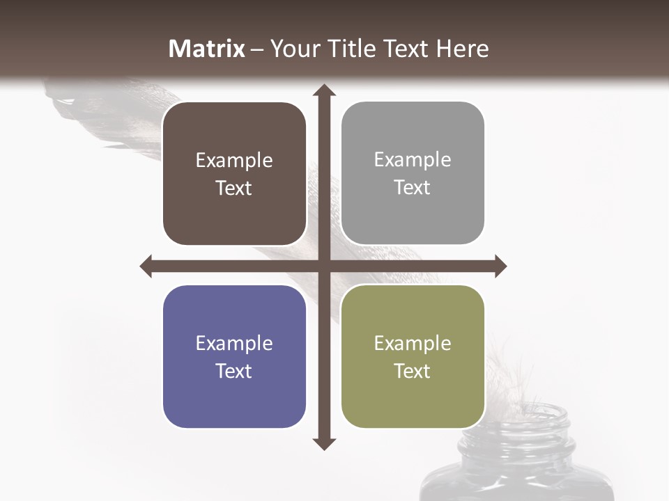 Feather Quill And Inkwell Over White Background PowerPoint Template