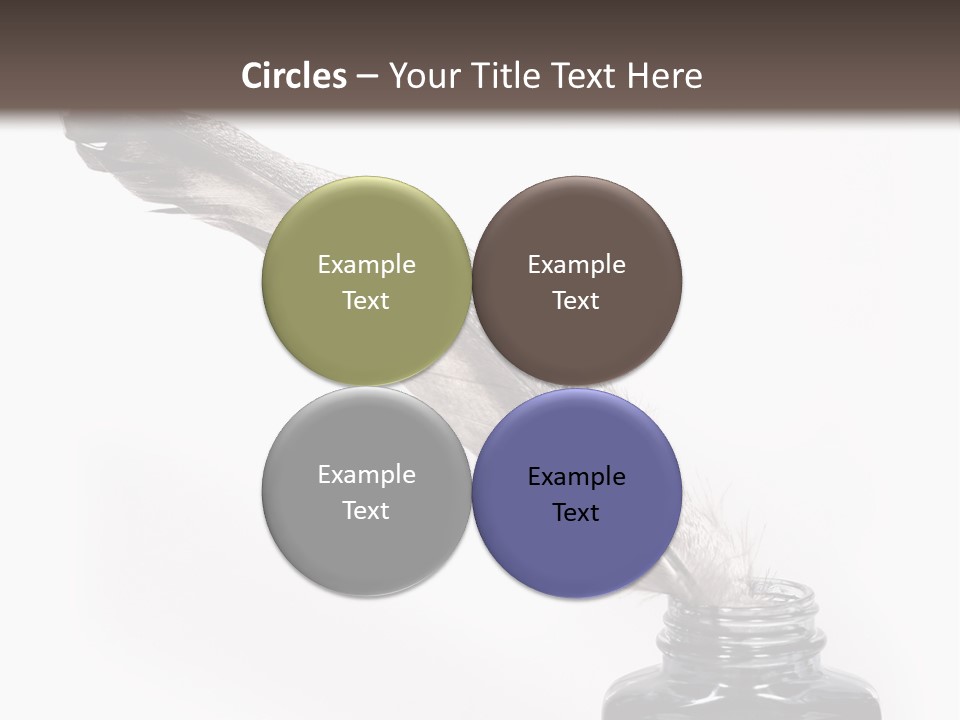 Feather Quill And Inkwell Over White Background PowerPoint Template