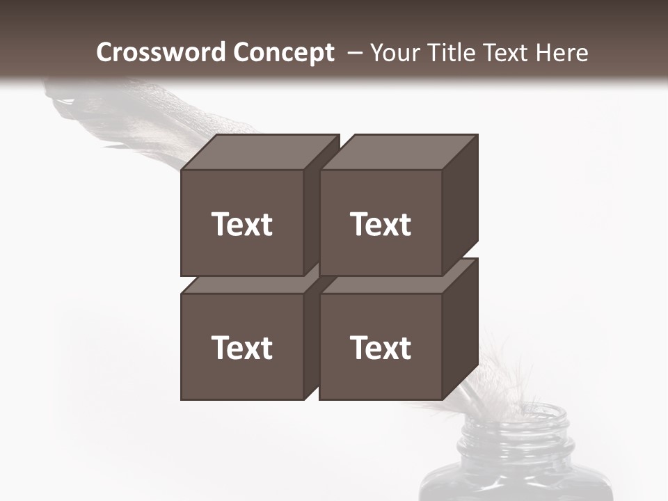 Feather Quill And Inkwell Over White Background PowerPoint Template