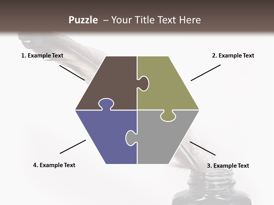 Feather Quill And Inkwell Over White Background PowerPoint Template