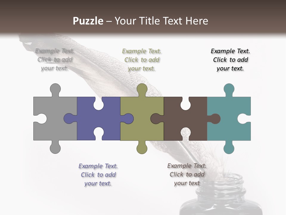 Feather Quill And Inkwell Over White Background PowerPoint Template