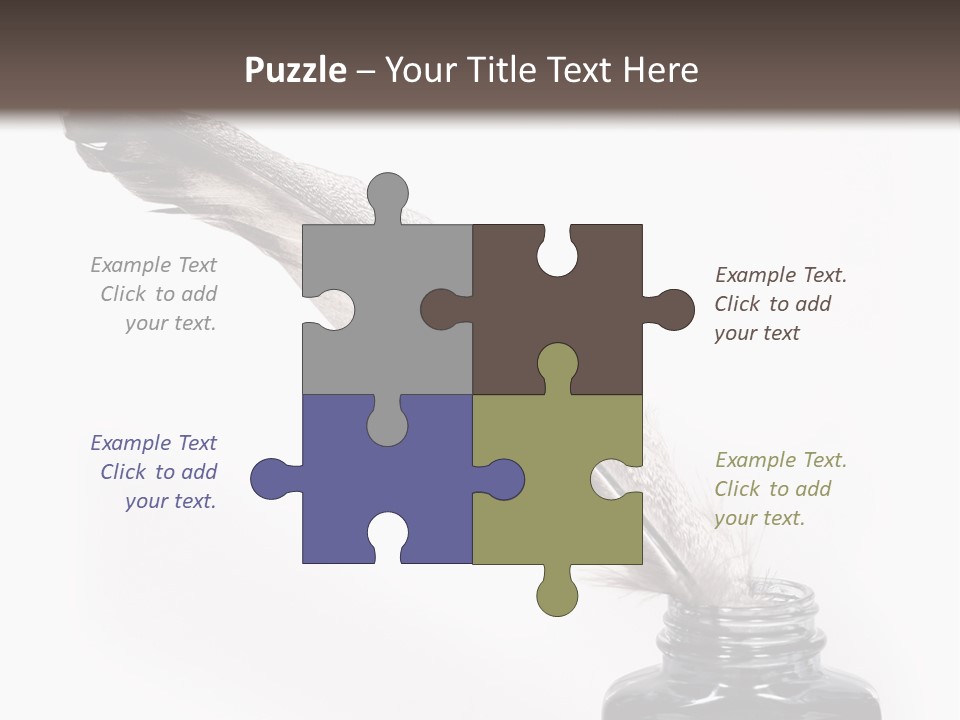 Feather Quill And Inkwell Over White Background PowerPoint Template