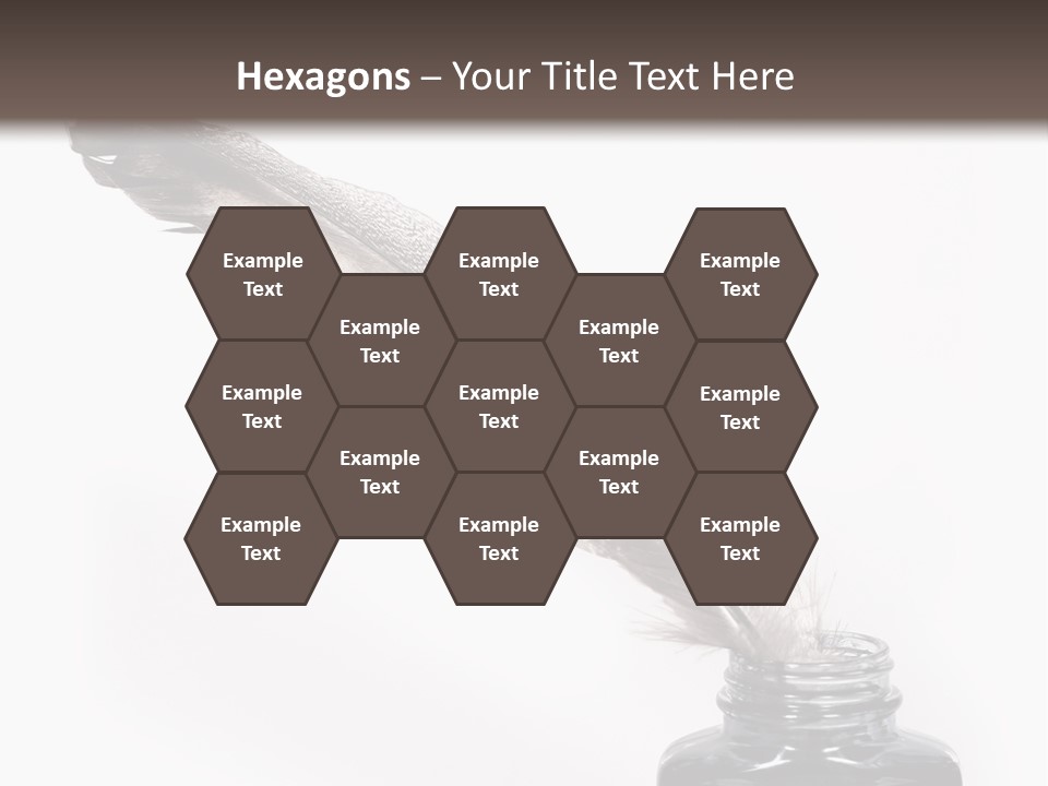 Feather Quill And Inkwell Over White Background PowerPoint Template