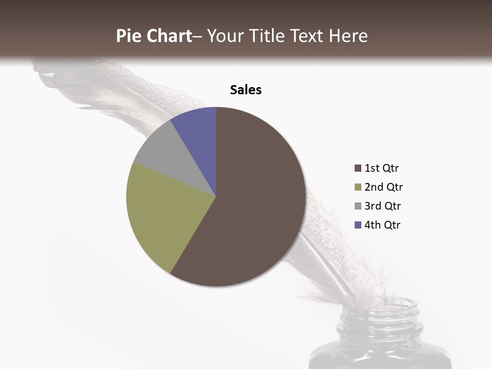 Feather Quill And Inkwell Over White Background PowerPoint Template