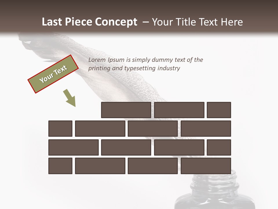 Feather Quill And Inkwell Over White Background PowerPoint Template